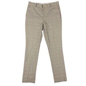 H&M Skinny Fit Dress Pants Mens Size 32R Tan Glen Plaid Checkered Trousers